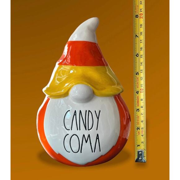 Candy Coma Gnome Halloween Candy Corn Figurine Orange White NIB 8” Tall - Picture 4 of 6